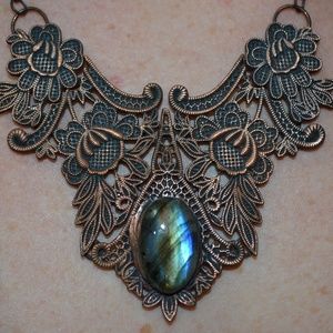 TVD Labradorite Copper Electroform Ornate Necklace